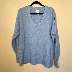 H&M Light Blue Oversized Drop Shoulder V-Neck Sweater Size S